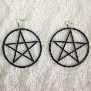 Black acrylic pentagram earrings
